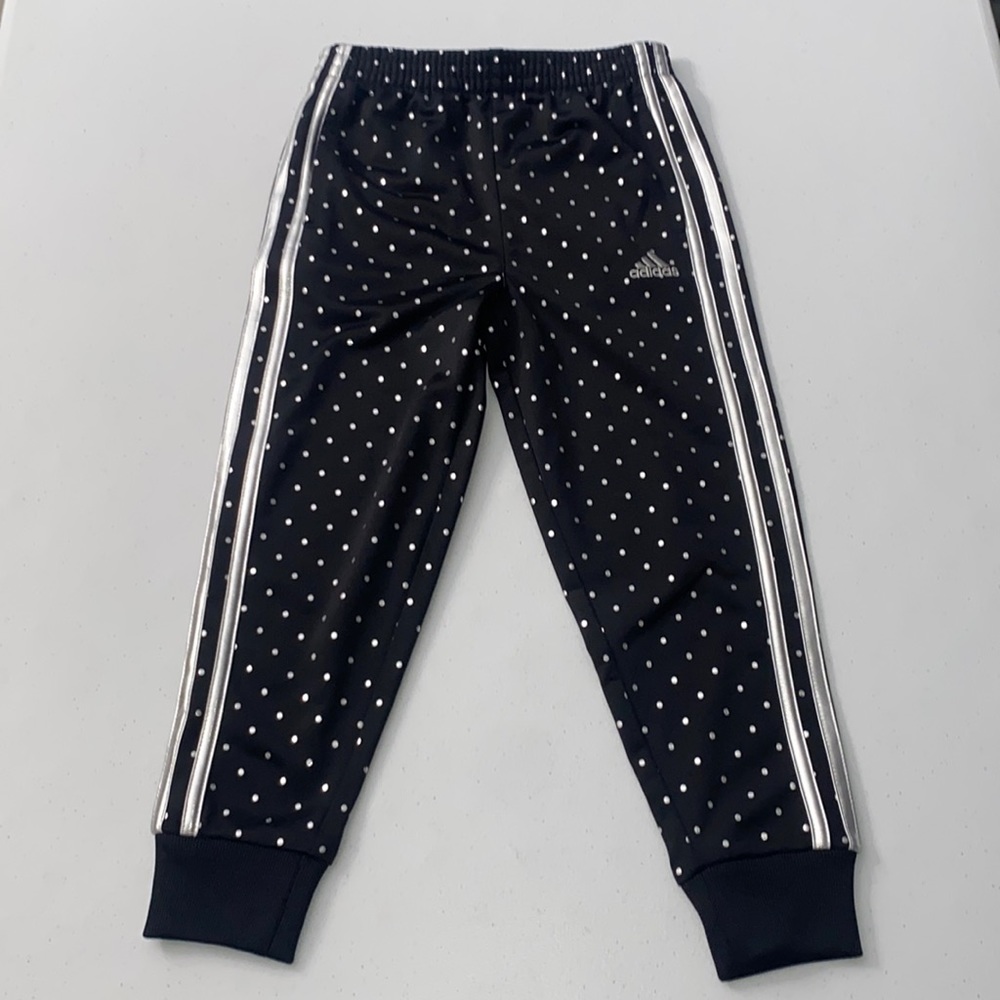 Adidas Girl’s Black Polka Dot Sporty Athletic Joggers Size 5